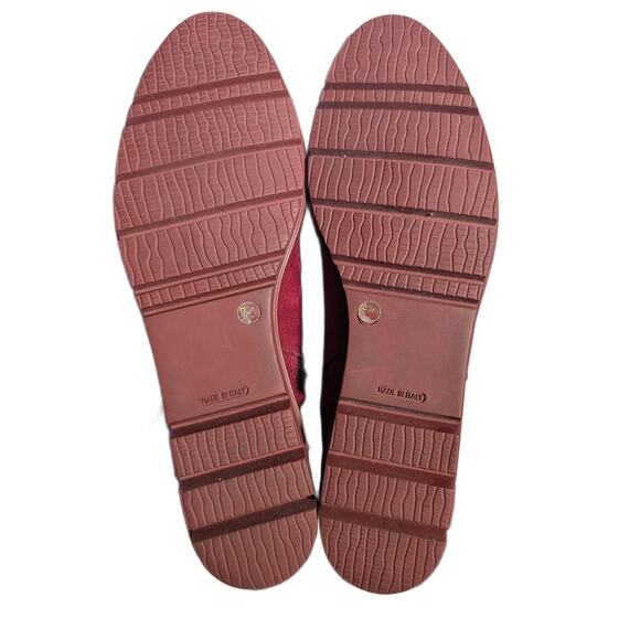 Sesto Meucci Burgundy Red Suede Flat Sole Minimalist Ankle Boots Sz 9.5 - Picture 5 of 7